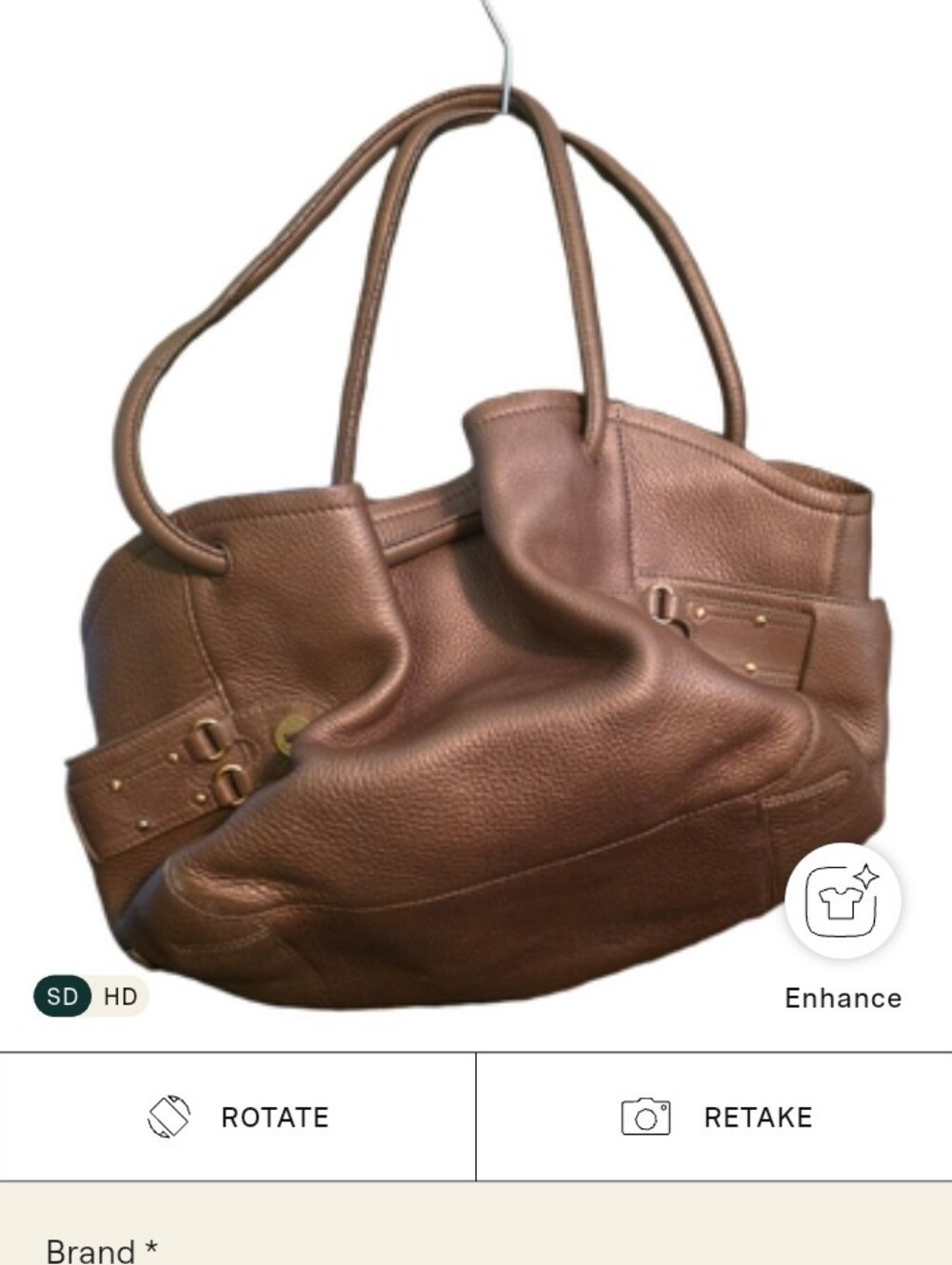 ColeHaan Village Bronze Gold Matte Leather Bag Gold Hardware
